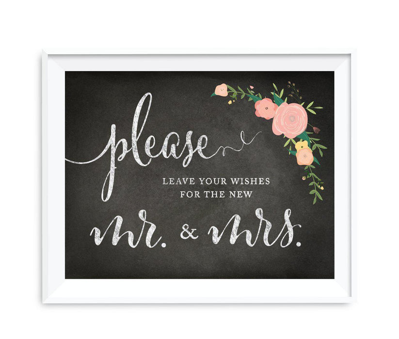 Chalkboard & Floral Roses Wedding Party Signs-Set of 1-Andaz Press-Mr. & Mrs.-