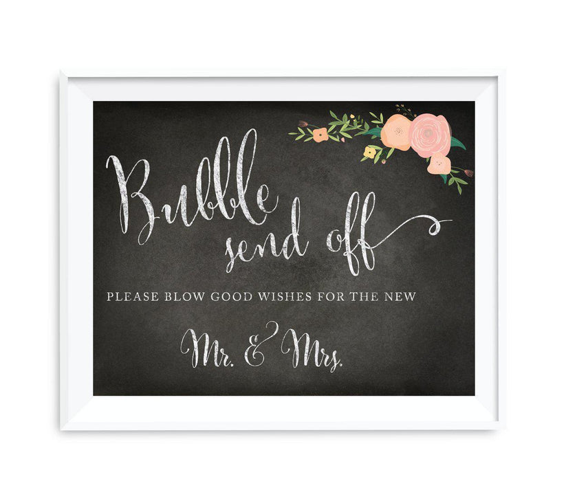 Chalkboard & Floral Roses Wedding Party Signs-Set of 1-Andaz Press-Mr. & Mrs.-