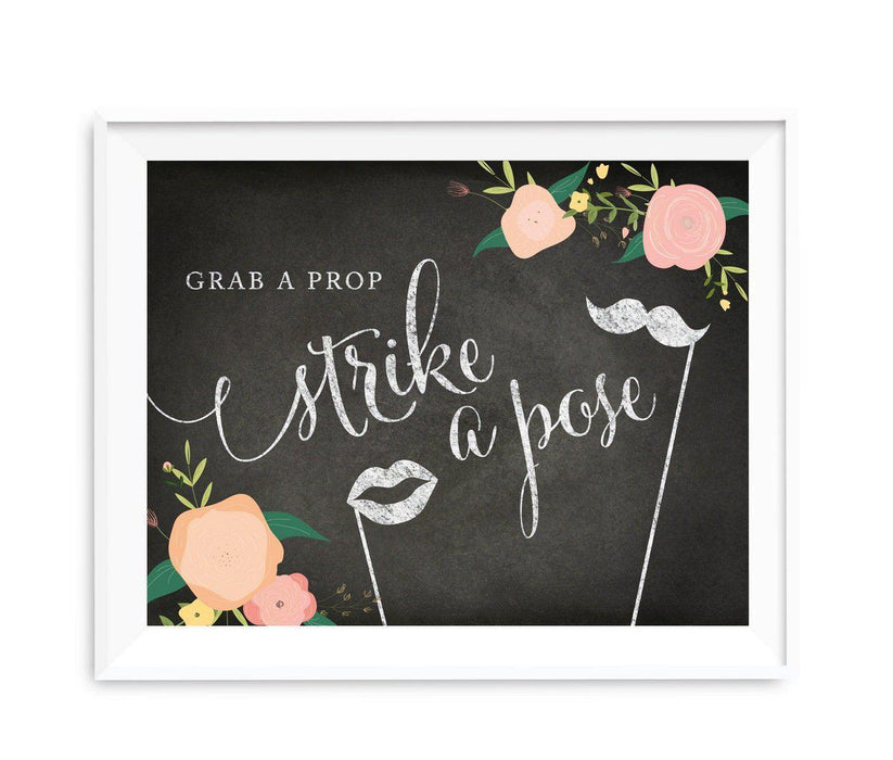 Chalkboard & Floral Roses Wedding Party Signs-Set of 1-Andaz Press-Mr. & Mrs.-