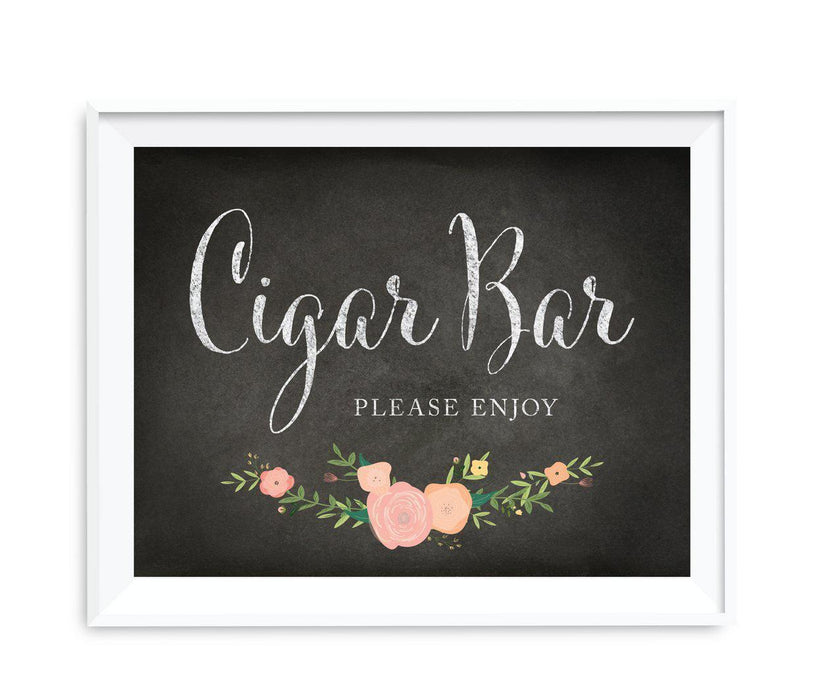 Chalkboard & Floral Roses Wedding Party Signs-Set of 1-Andaz Press-Cigar Bar-