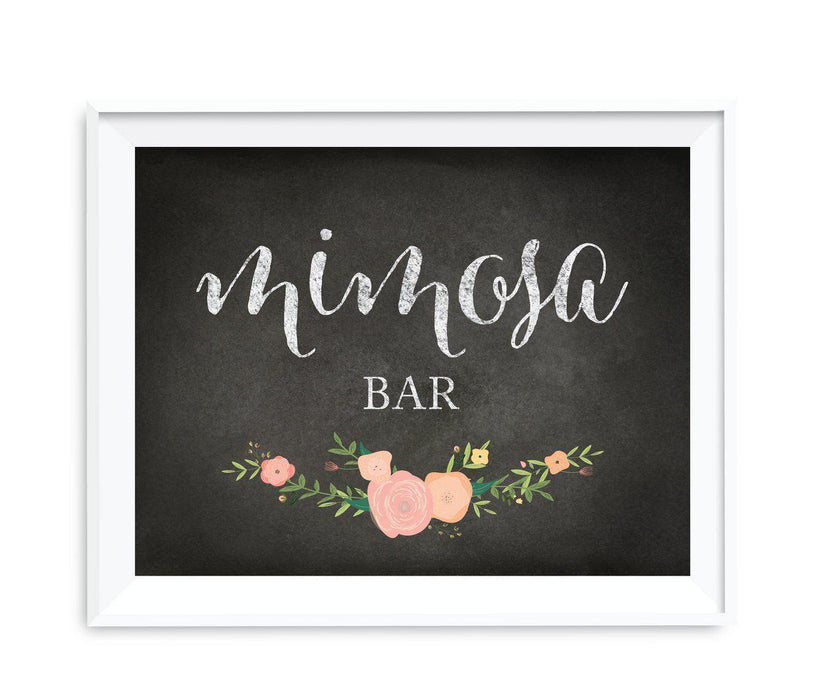 Chalkboard & Floral Roses Wedding Party Signs-Set of 1-Andaz Press-Mimosa Bar-