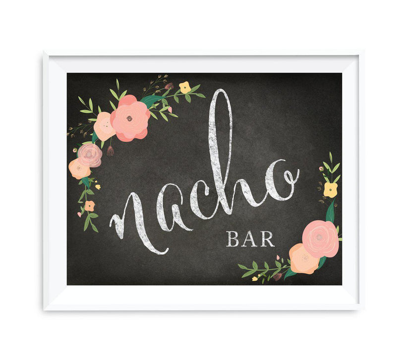 Chalkboard & Floral Roses Wedding Party Signs-Set of 1-Andaz Press-Nacho Bar-