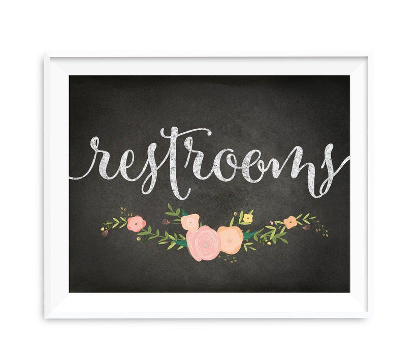 Chalkboard & Floral Roses Wedding Party Signs-Set of 1-Andaz Press-Restroom-