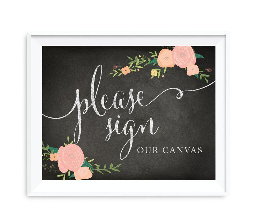 Chalkboard & Floral Roses Wedding Party Signs-Set of 1-Andaz Press-Sign Our Canvas-