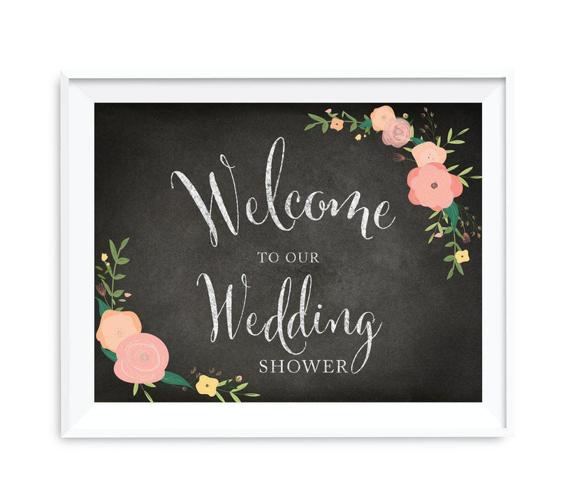 Chalkboard & Floral Roses Wedding Party Signs-Set of 1-Andaz Press-Welcome To Our Wedding Shower-