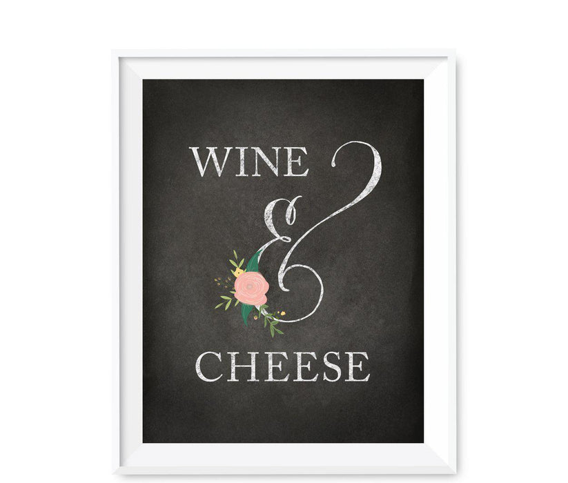 Chalkboard & Floral Roses Wedding Party Signs-Set of 1-Andaz Press-Wine & Cheese-