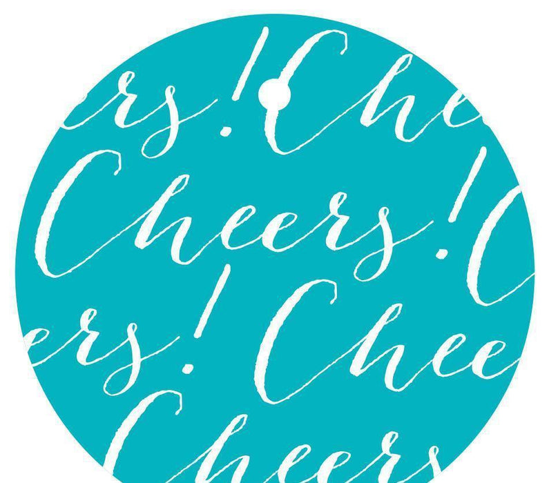 Cheers! Circle Gift Tags, Chic Style-Set of 24-Andaz Press-Aqua-