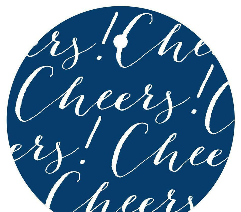 Cheers! Circle Gift Tags, Chic Style-Set of 24-Andaz Press-Navy Blue-