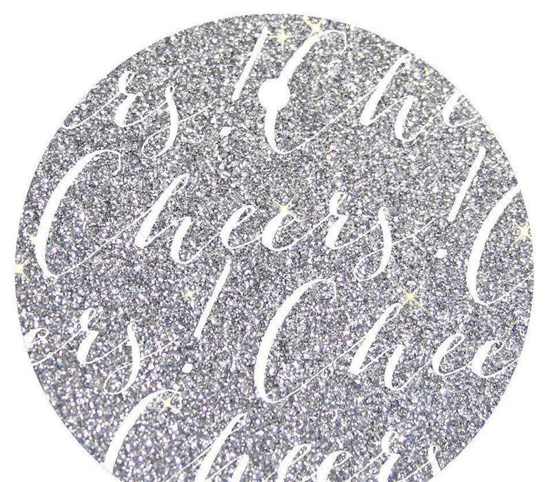 Cheers! Circle Gift Tags, Chic Style-Set of 24-Andaz Press-Silver-