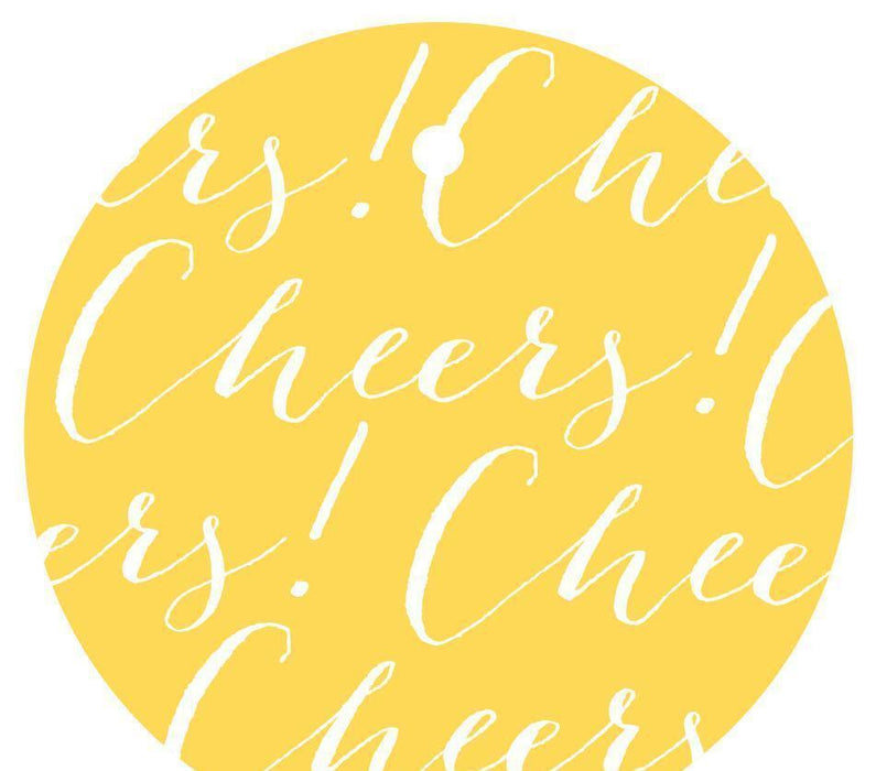 Cheers! Circle Gift Tags, Chic Style-Set of 24-Andaz Press-Yellow-