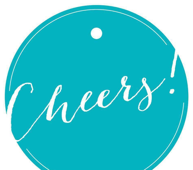 Cheers! Circle Gift Tags, Whimsical Style-Set of 24-Andaz Press-Aqua-