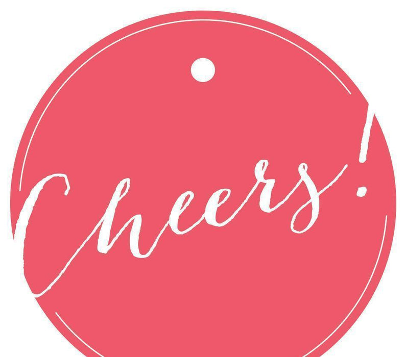 Cheers! Circle Gift Tags, Whimsical Style-Set of 24-Andaz Press-Coral-