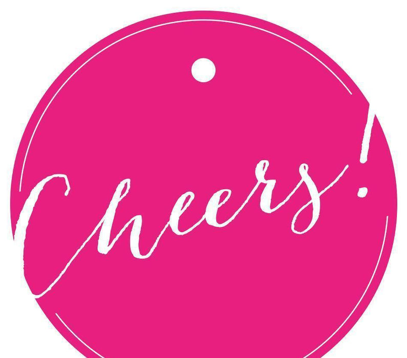 Cheers! Circle Gift Tags, Whimsical Style-Set of 24-Andaz Press-Fuchsia-