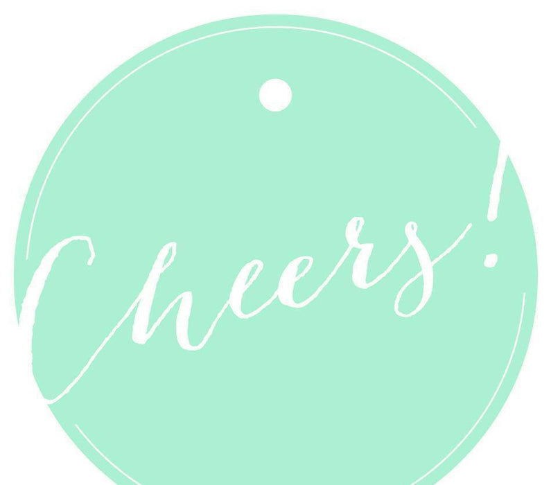 Cheers! Circle Gift Tags, Whimsical Style-Set of 24-Andaz Press-Mint Green-