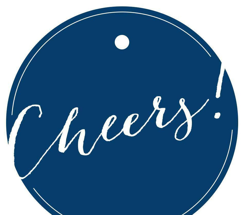 Cheers! Circle Gift Tags, Whimsical Style-Set of 24-Andaz Press-Navy Blue-