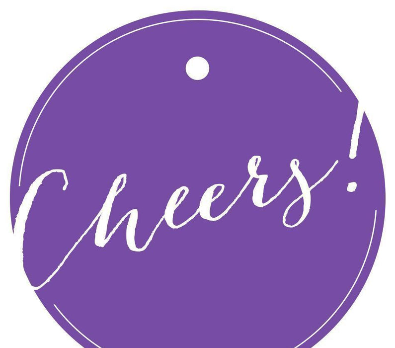 Cheers! Circle Gift Tags, Whimsical Style-Set of 24-Andaz Press-Purple-
