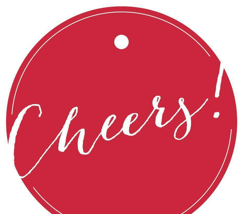 Cheers! Circle Gift Tags, Whimsical Style-Set of 24-Andaz Press-Red-