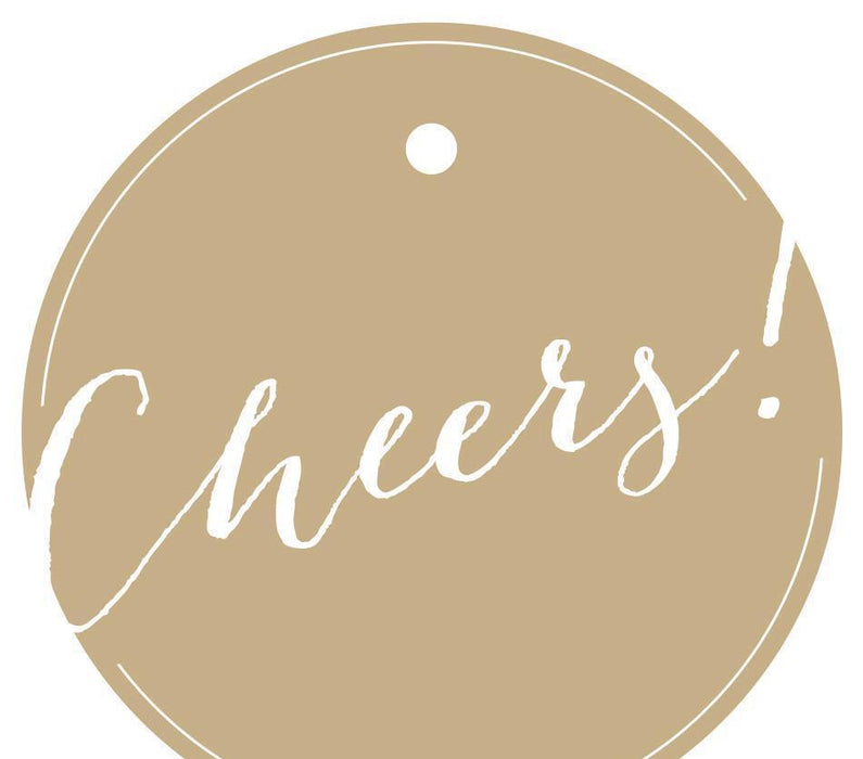 Cheers! Circle Gift Tags, Whimsical Style-Set of 24-Andaz Press-Tan-