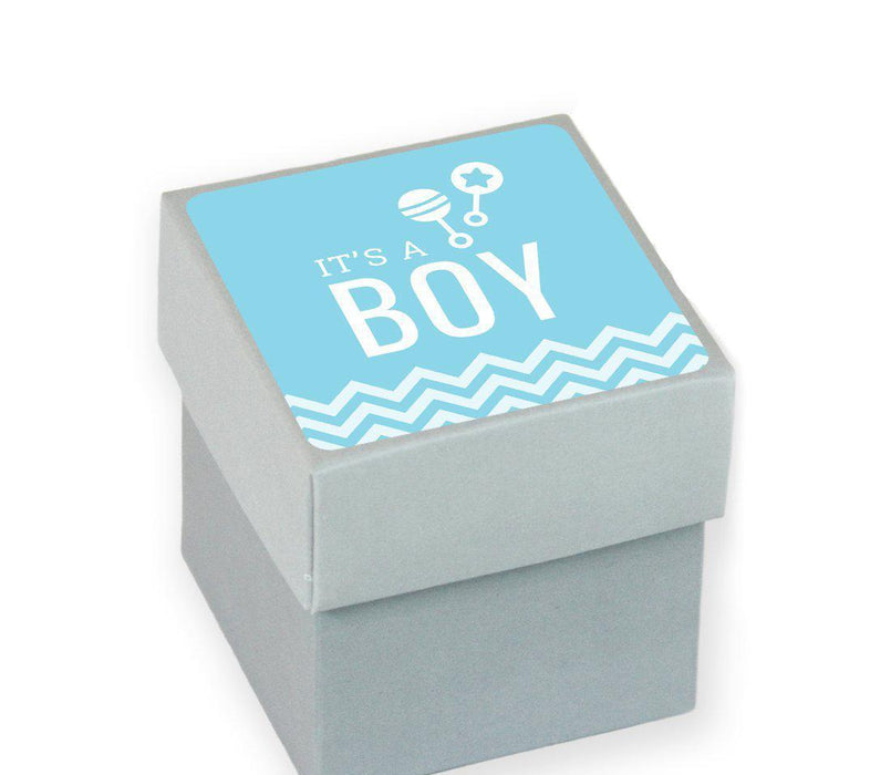 Chevron Baby Shower Favor Box DIY Party Favors Kit-Set of 20-Andaz Press-Baby Blue-