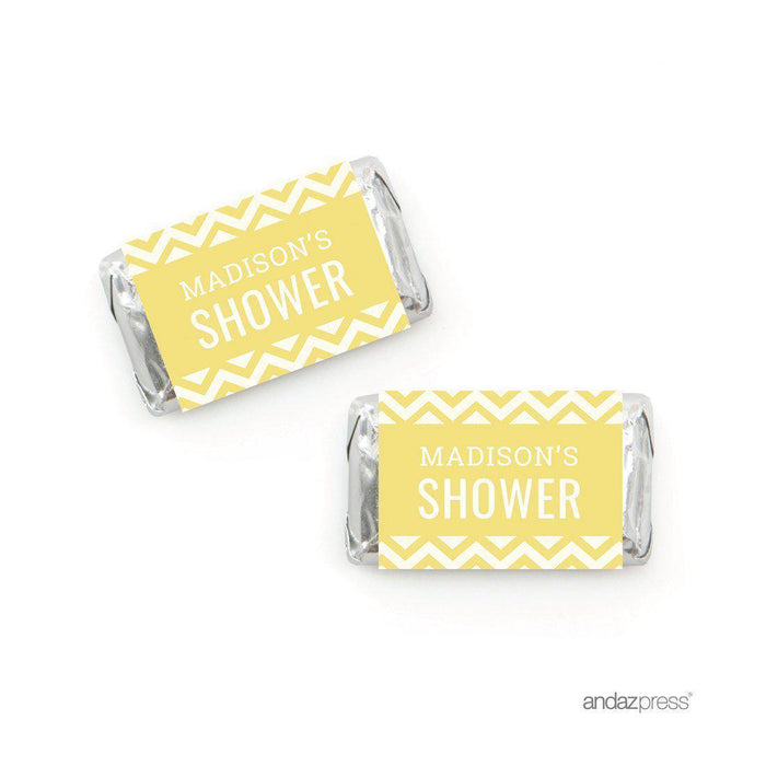 Chevron Baby Shower Hershey's Miniatures Mini Candy Bar Wrappers-Set of 36-Andaz Press-Yellow-