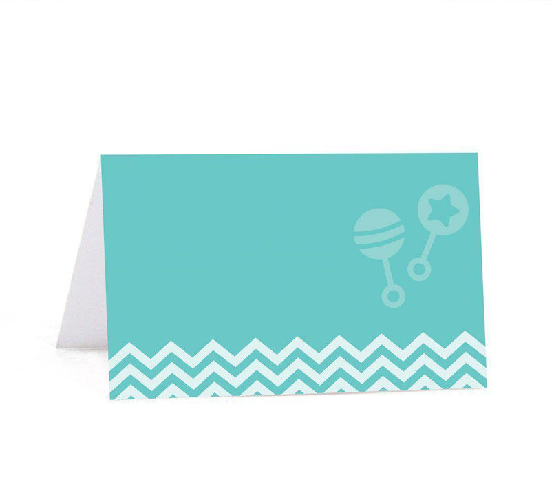 Chevron Baby Shower Table Tent Printable Place Cards-Set of 20-Andaz Press-Diamond Blue-
