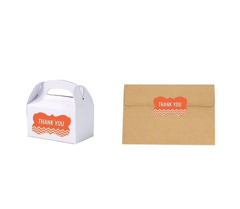 Chevron Fancy Frame Gift Labels, Thank You-Set of 36-Andaz Press-Tangerine Orange-