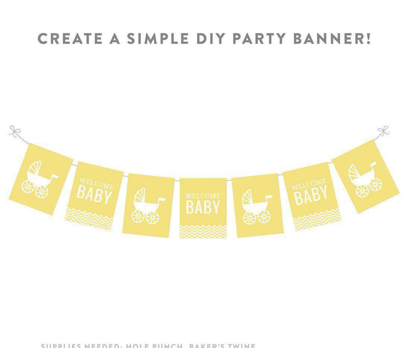 Chevron Print Baby Shower Party Signs & Banner Decorations-Set of 20-Andaz Press-Yellow-