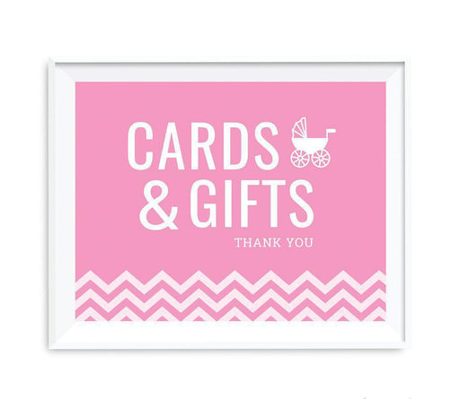 Chevron Print Baby Shower Party Signs-Set of 1-Andaz Press-Bubblegum Pink-Cards & Gifts-