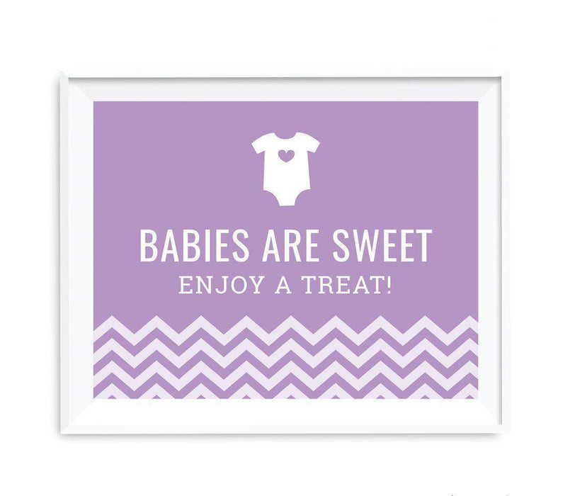 Chevron Print Baby Shower Party Signs-Set of 1-Andaz Press-Lavender-Babies Are Sweet, Enjoy A Treat-