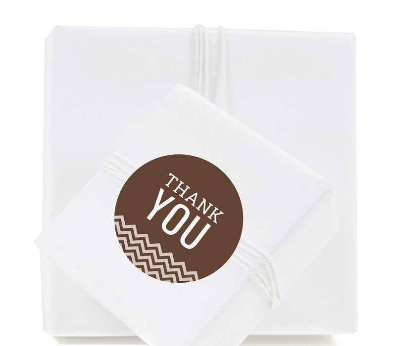 Chevron Round Circle Gift Label Stickers, Thank You-Set of 40-Koyal Wholesale-Brown-