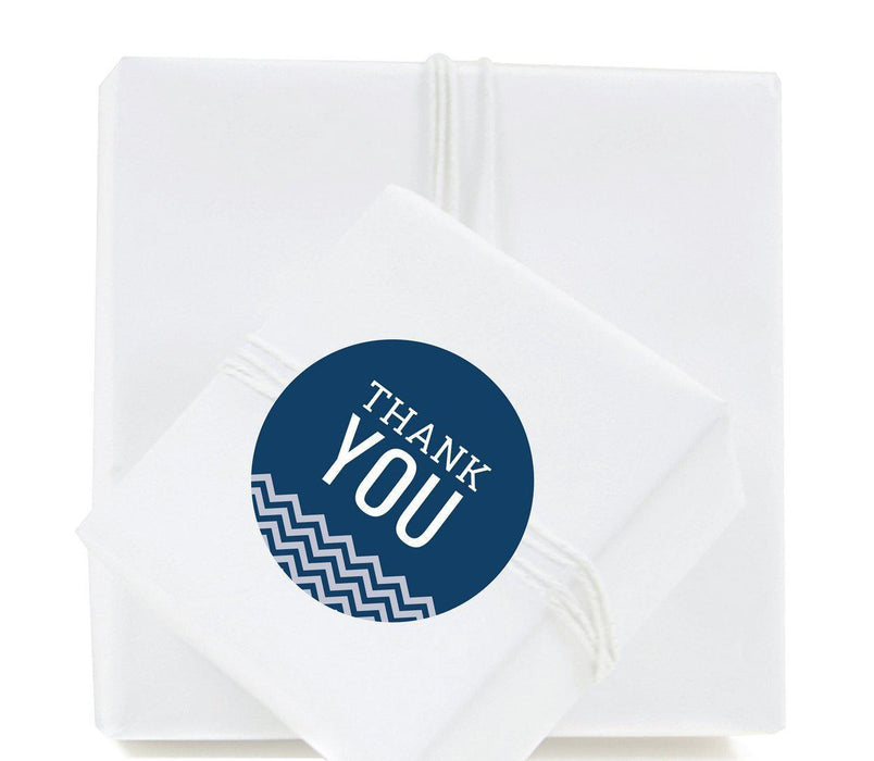 Chevron Round Circle Gift Label Stickers, Thank You-Set of 40-Koyal Wholesale-Navy Blue-