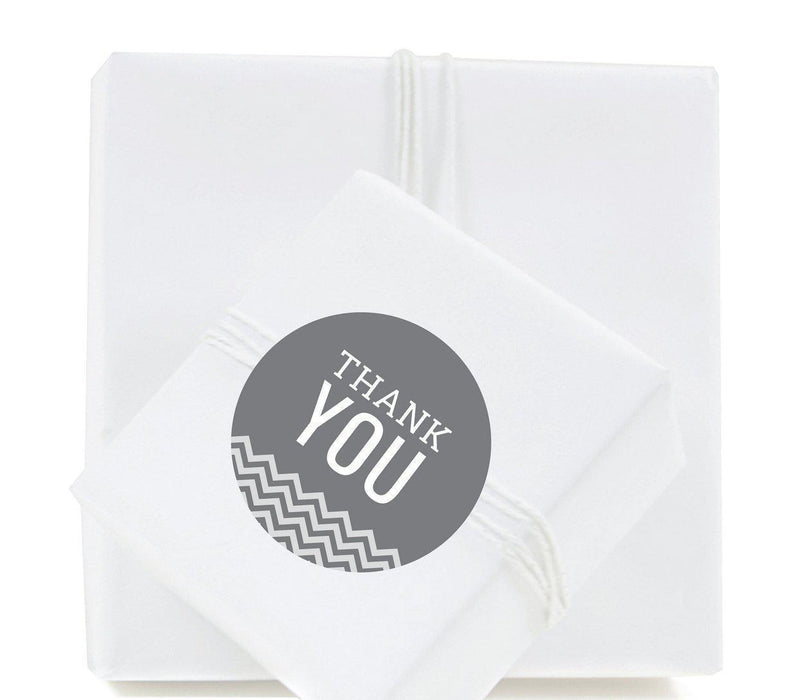 Chevron Round Circle Gift Label Stickers, Thank You-Set of 40-Koyal Wholesale-Platinum Gray-