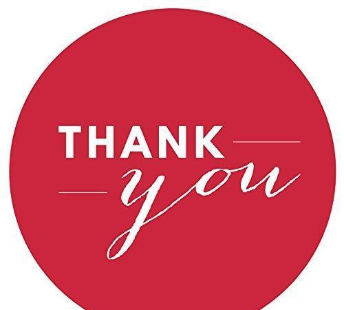 Chic Thank You Circle Favor Labels-Set of 40-Andaz Press-Red-
