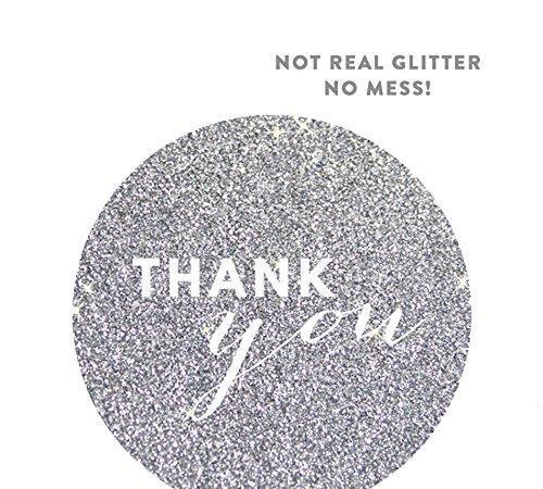 Chic Thank You Circle Favor Labels-Set of 40-Andaz Press-Silver-