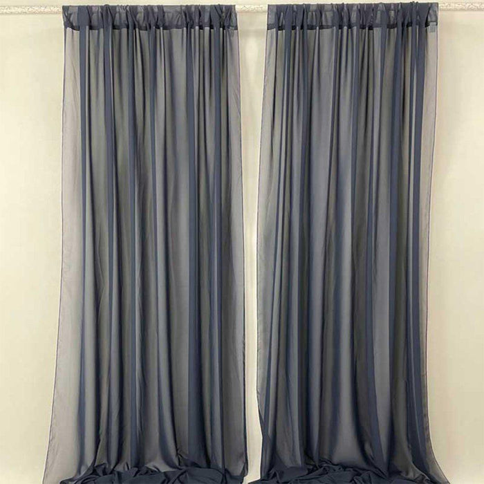 Chiffon Backdrop Wedding Curtains-Set of 1-Koyal Wholesale-Navy Blue-