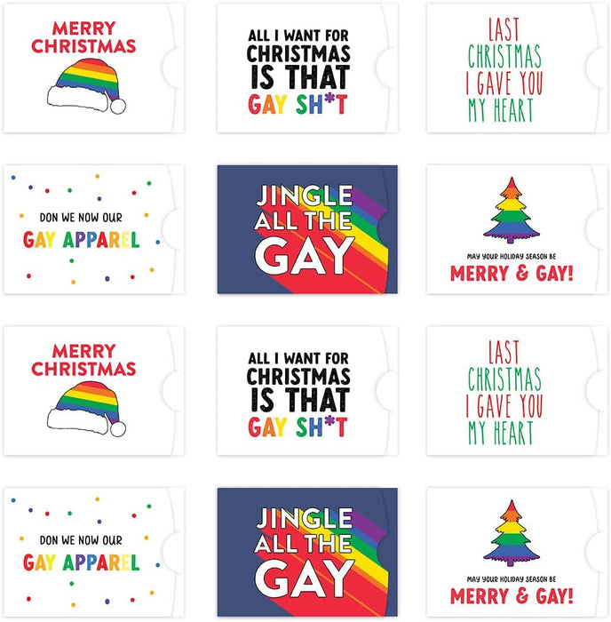 Christmas Gift Card Holder Assortment Stocking Stuffers-Set of 12-Andaz Press-LGBTQ Cards-
