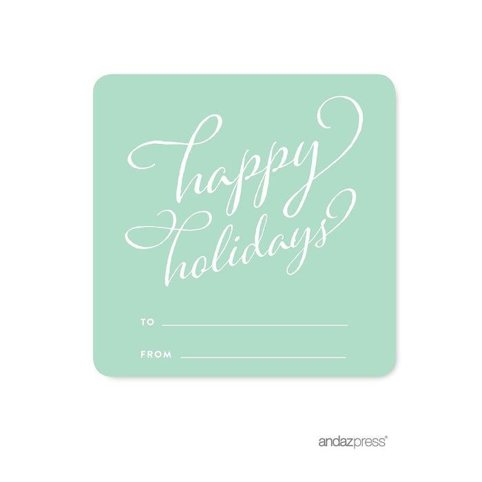Christmas Square Gift Label Stickers-Set of 40-Andaz Press-Happy Holidays-