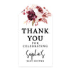 Classic Custom Thank You For Celebrating with Us Baby Shower Gift Tags, For Favors Gift Bags-Set of 20-Andaz Press-Boho Burgundy Blush Florals-