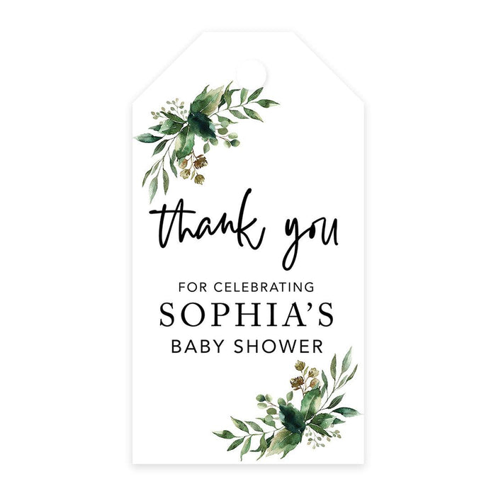 Classic Custom Thank You For Celebrating with Us Baby Shower Gift Tags, For Favors Gift Bags-Set of 20-Andaz Press-Fall Greenery-