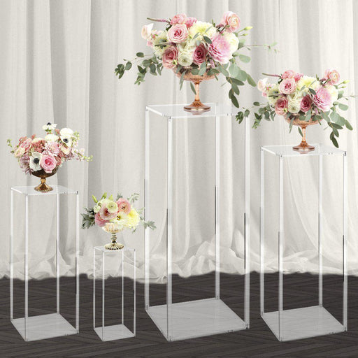 Clear Acrylic Floral Stands, Set of 4-Set of 1-Koyal Wholesale-