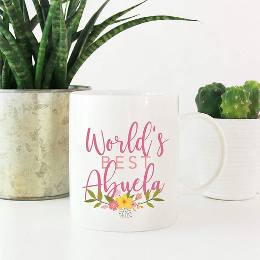 Coffee Mug Gag Gift, World's Best Abuela, Floral Design-Set of 1-Andaz Press-