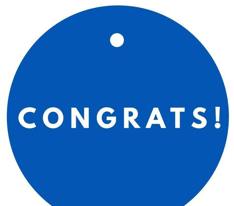 Congrats! Circle Gift Tags, Modern Style-Set of 24-Andaz Press-Royal Blue-