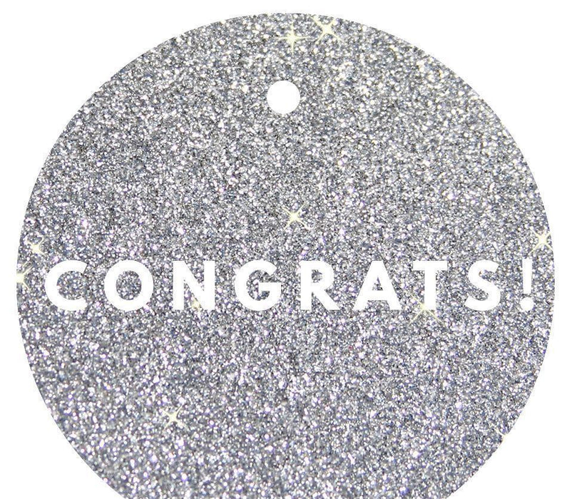 Congrats! Circle Gift Tags, Modern Style-Set of 24-Andaz Press-Silver-