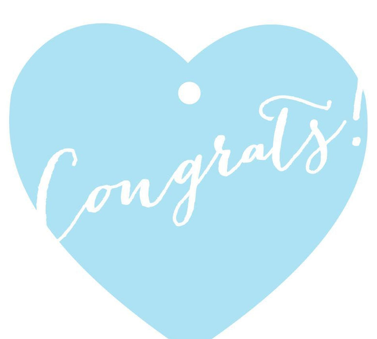 Congrats! Heart Gift Tags, Whimsical Style-Set of 30-Andaz Press-Baby Blue-