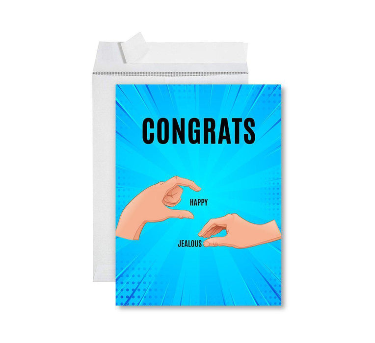Congratulations Jumbo Card With Envelope, Wedding Greeting Card for Couples-Set of 1-Andaz Press-Congrats, Happy, Jealous-