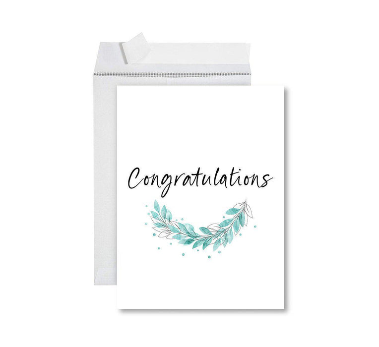 Congratulations Jumbo Card With Envelope, Wedding Greeting Card for Couples-Set of 1-Andaz Press-Foliage Leaf Design-