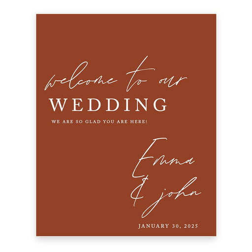 Custom Boho Wedding Canvas Welcome Signs-Set of 1-Andaz Press-Terracotta-