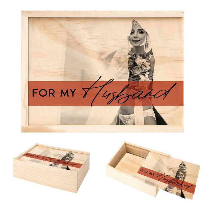 Custom Boudoir Photo Box, Natural Wood, Boudoir Photography Storage Box-Set of 1-Andaz Press-For My Husband-