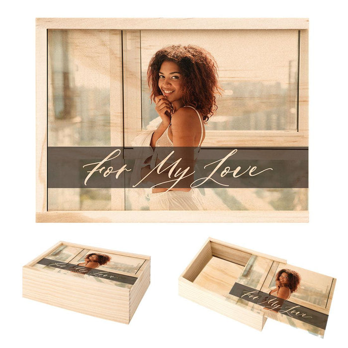 Custom Boudoir Photo Box, Natural Wood, Boudoir Photography Storage Box-Set of 1-Andaz Press-For My Love-