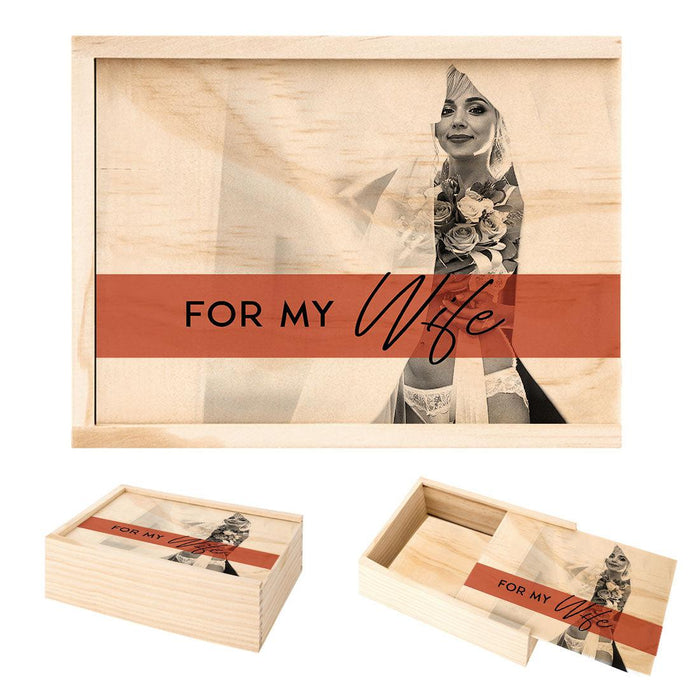 Custom Boudoir Photo Box, Natural Wood, Boudoir Photography Storage Box-Set of 1-Andaz Press-For My Wife-